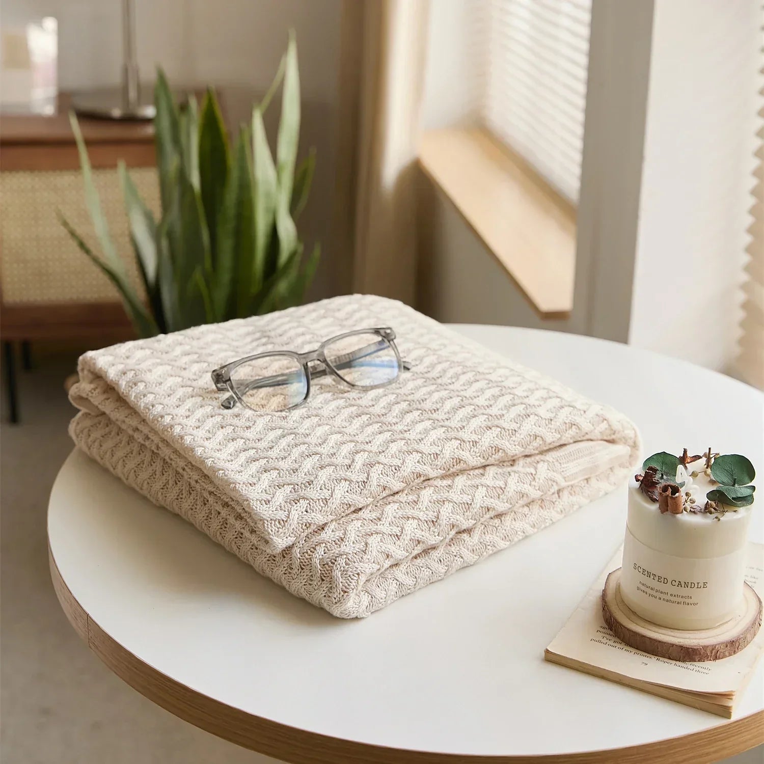 DecorBites™ Cool Summer Air Conditioning Blanket - Beige Wine Nordic Decorative Throw